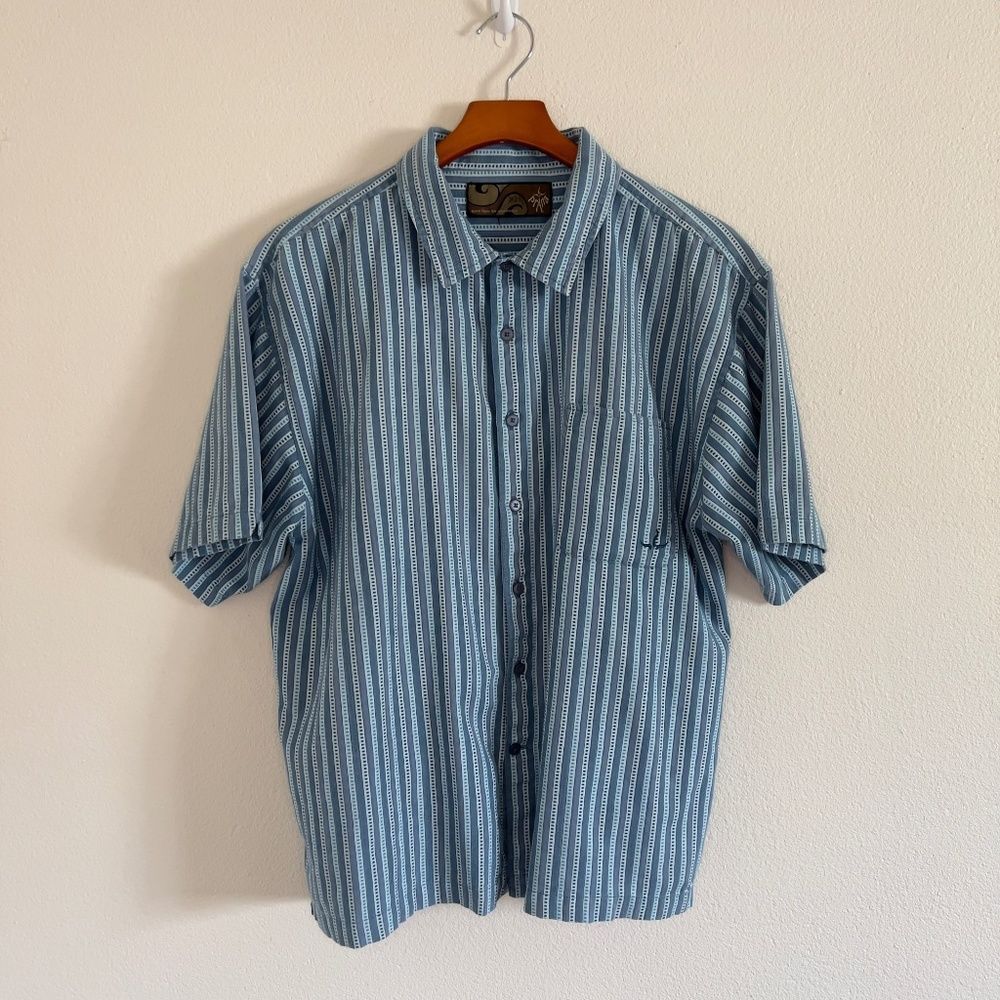 PRANA Mens Blue Short Sleeve Button Down